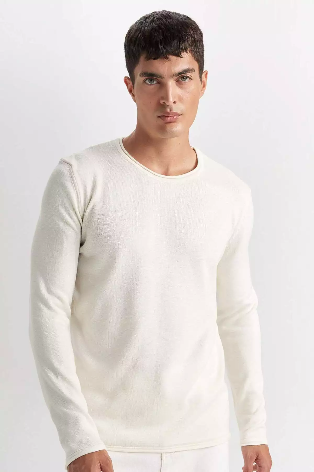 ژاکت بافتنی ساده و کلاسیک یقه گرد Relax Fit مدل D3278AX24WN برند Defacto - 860358423