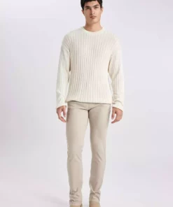 ژاکت بافتنی ساده و راحت با یقه گرد بیزیکلت B9723AX24SP برند Defacto - 798433577