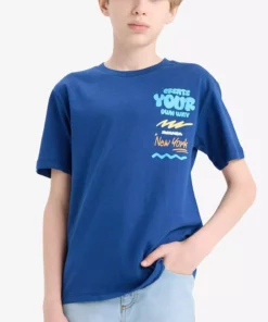 تیشرت کوتاه آستین با یقه دوچرخهای و طرح چاپی برای پسران F0179A825SM برند Defacto - 936484923