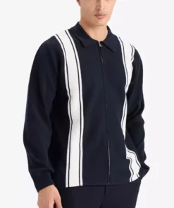 پولوشرت یقه دار استاندارد با زیپ و طرح راه راه مدل F4981AX25AU برند Defacto - 971118389