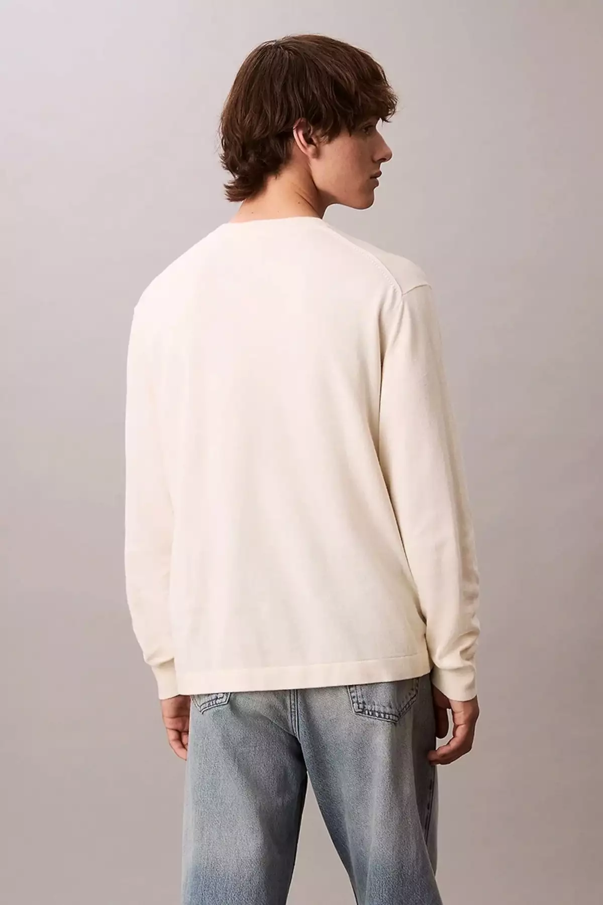 ژاکت مردانه سفید پنبهای با گرافیک و رنگبندی بلوکی آستین بلند LV04RC303G-YAS برند Calvin Klein - 977067603