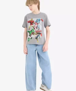 تی‌شرت کوتاه آستین مردانه مارول کامیکس با یقه گرد مدل E3090A825SM برند Defacto - 930996508