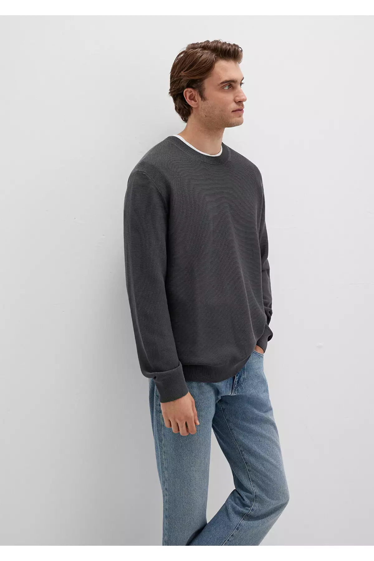 ژاکت یقه گرد آنتراسیت با طراحی معمولی / برش استاندارد 0710197-80106 برند Mavi - 994384430