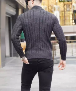 ژاکت با یقه ایستاده نازک نصفه مشکی 5761 برند Madmext - 311578597