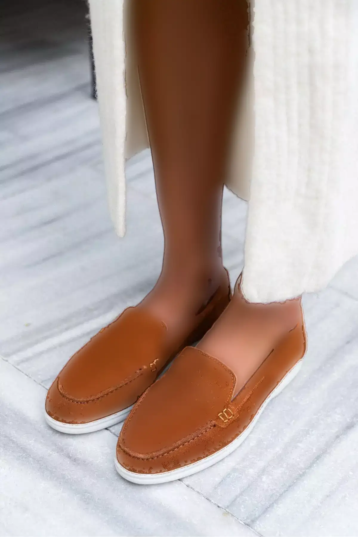 زنانه بامزه با کفی صاف از چرم طبیعی وین برند NİŞANTAŞI SHOES - 854433618