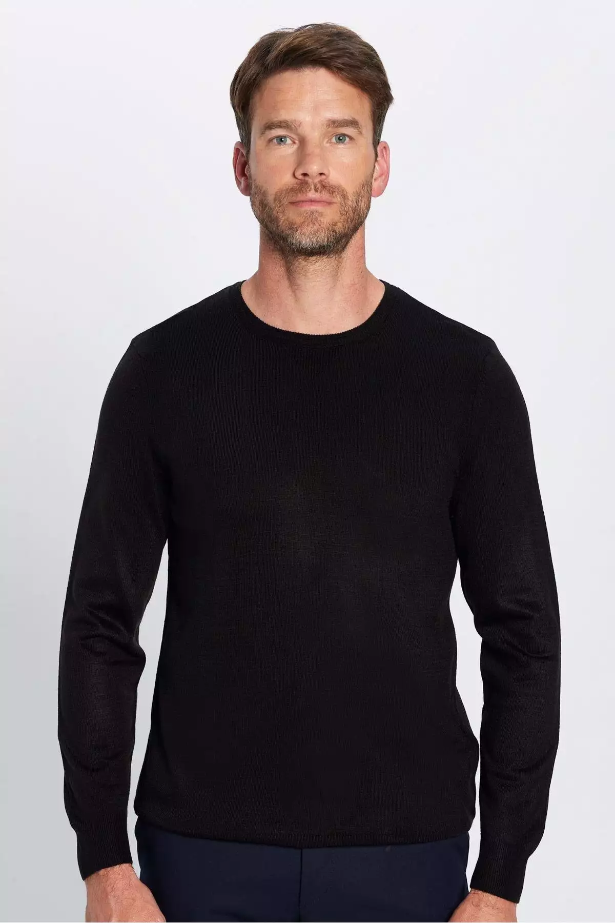 کت ترکوشی آقایان با برش باریک و نرم، بافت غیرپرزدار و یقه گرد مشکی برند Tudors - 767454535