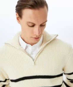 پلیور بافت خط دار با زیپ نیمه باز برند Koton - 872468224