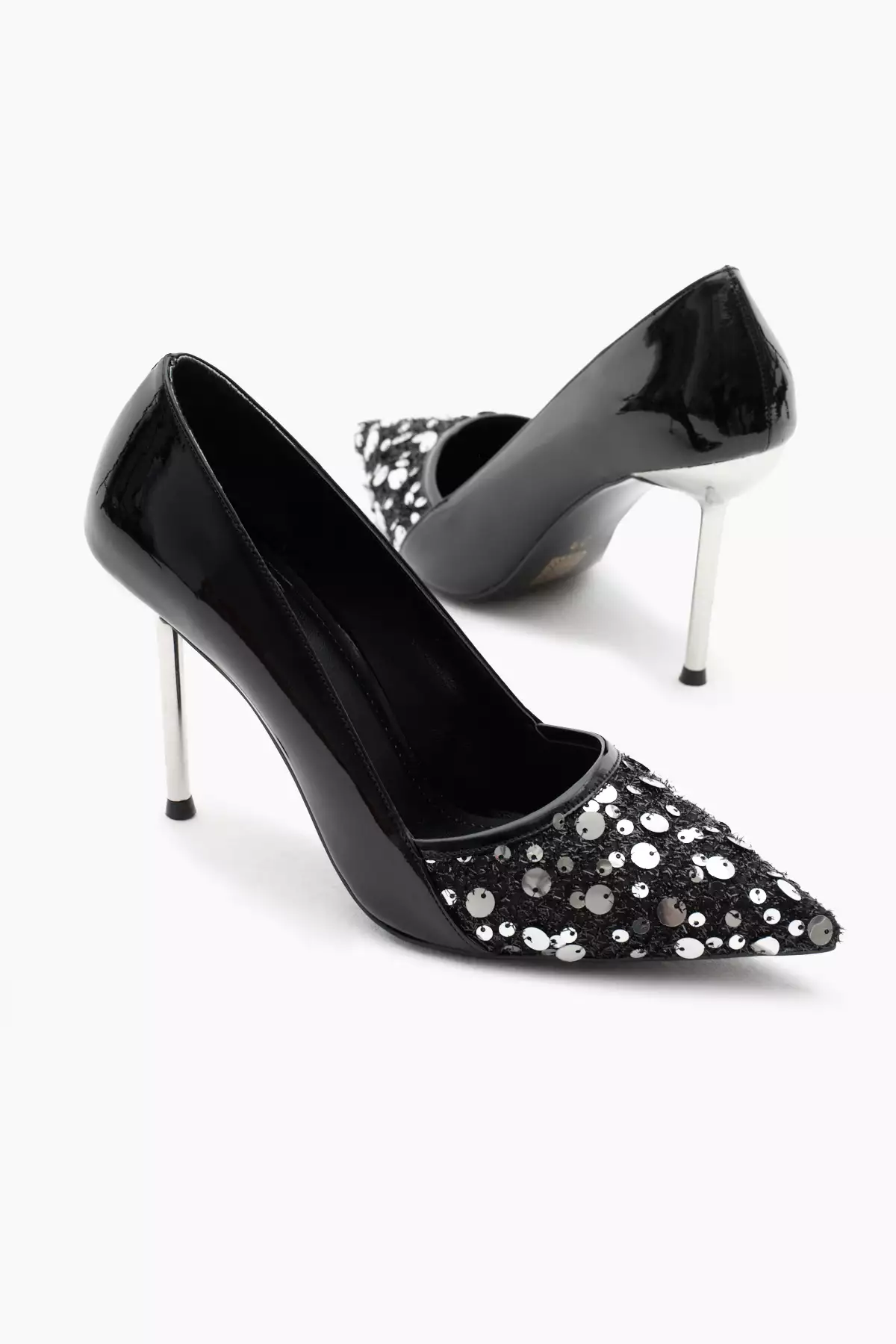 کفش پاشنه بلند نوک تیز زنانه با لایه نئولیت و طراحی مروارید مشکی برند Tonny Black - 868527177