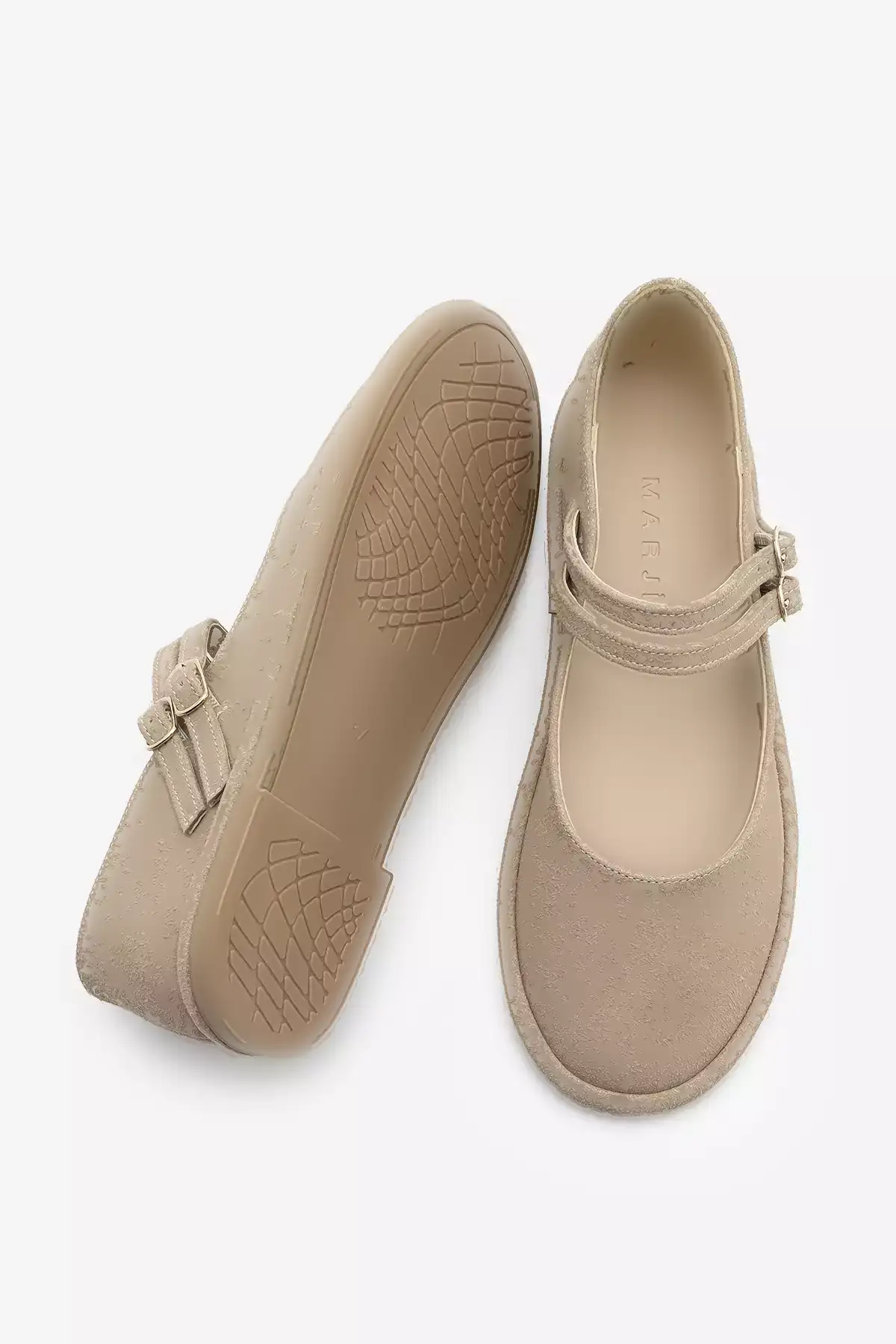 کفش راحتی زنانه با بند دوگانه و سگک بانتو بنوس به رنگCamel (زرد مایل به قهوهای) برند Marjin - 900297698