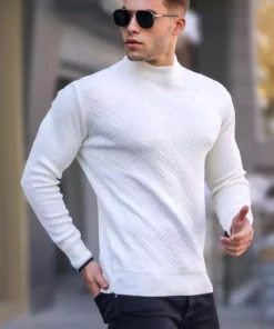 ژاکت با یقه نیمه ماهیگیر در رنگ کرم 5969 برند Madmext - 333181950