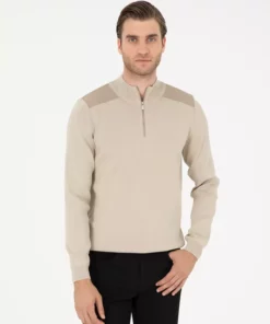 کالا: بافتنی یقه ایستاده زیپ دار مدل بیج (اندازه متناسب) کد 50296417-VR011 برند Pierre Cardin - 858385552