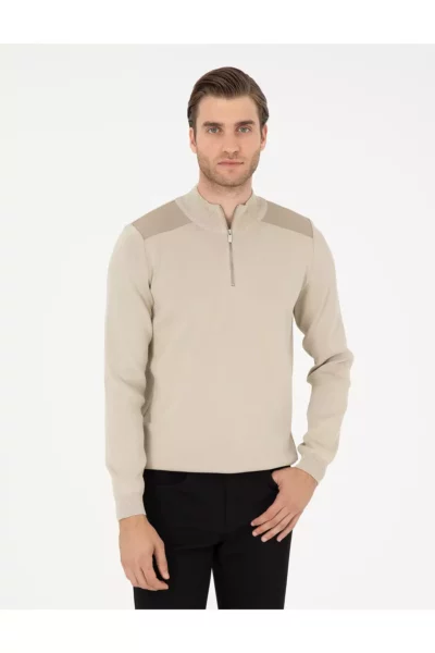 کالا: بافتنی یقه ایستاده زیپ دار مدل بیج (اندازه متناسب) کد 50296417-VR011 برند Pierre Cardin - 858385552