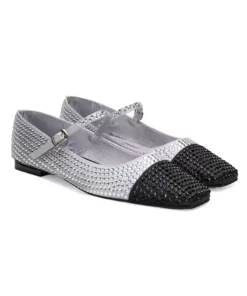 بابت زنانه براق نقرهای با جزئیات سنگی ماری جین برند Desa - 865485233