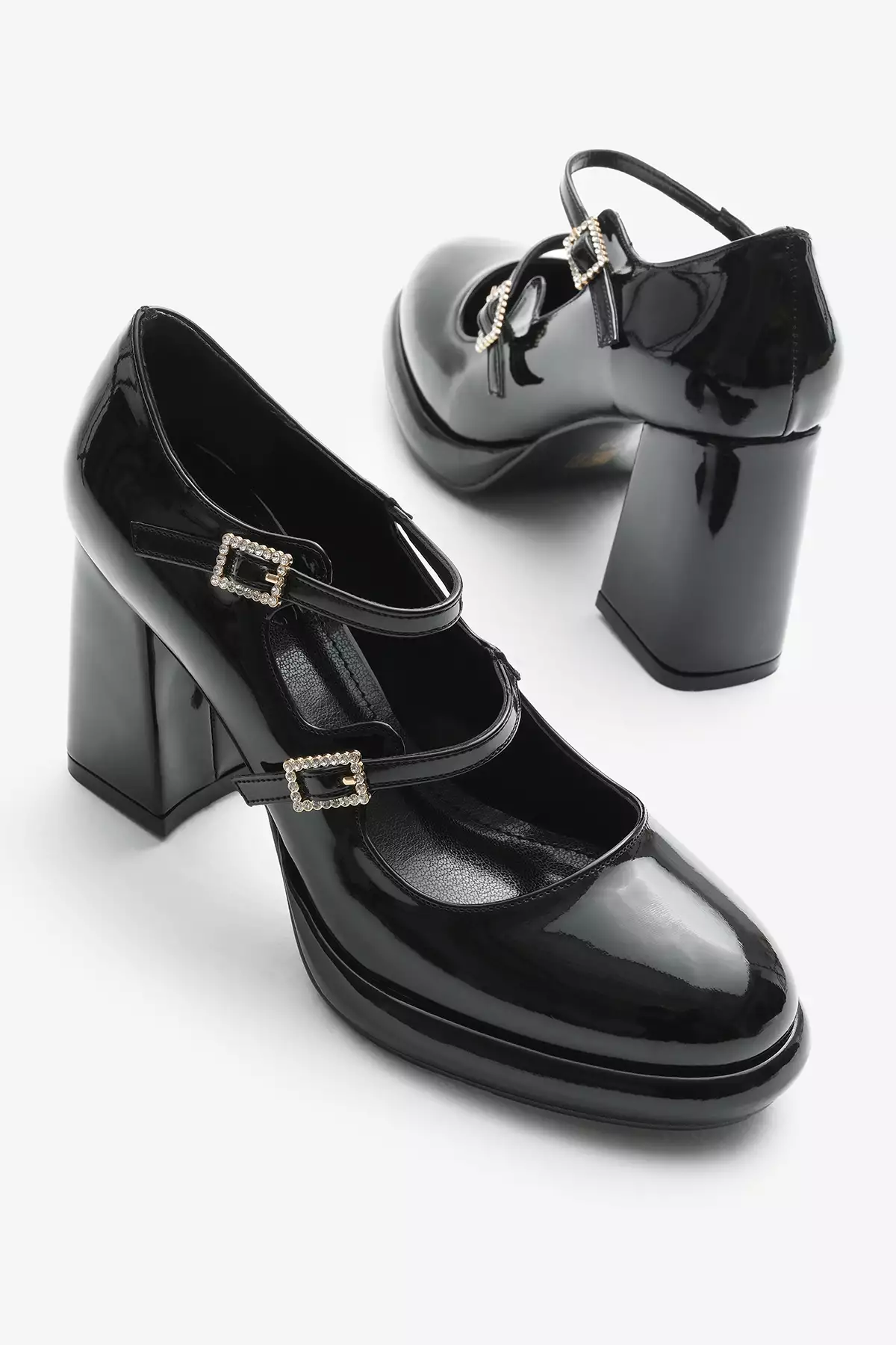 کفش پاشنه بلند زنانه با دو بند و کفی نئولیت مشکی برند Tonny Black - 896232126