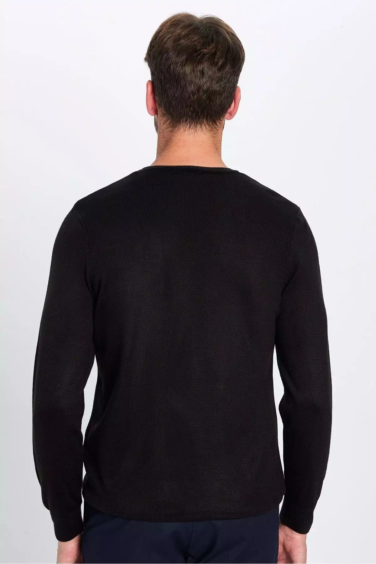 کت ترکوشی آقایان با برش باریک و نرم، بافت غیرپرزدار و یقه گرد مشکی برند Tudors - 767454535