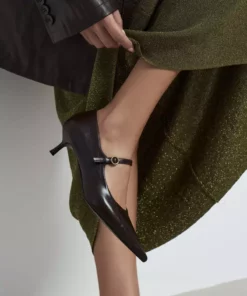 کفش زنانه با پاشنه نوک تیز و طرح روستیک کاهو راشل جادون برند NİŞANTAŞI SHOES - 1008817551