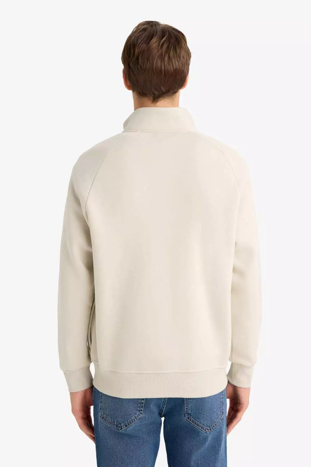 سویشرت زیپدار با یقه دیگی چاپی و فیت باکسی آستر نرم E1367AX25SP برند Defacto - 890368604