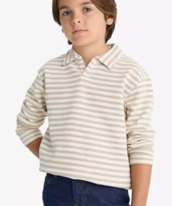 پولوشرت یقه دار راه راه آستین بلند پسرانه مدل G1812A825AU برند Defacto - 990917365