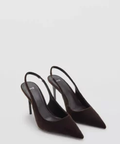 کفش پاشنه‌دار مخملی برند MANGO - 1033431784