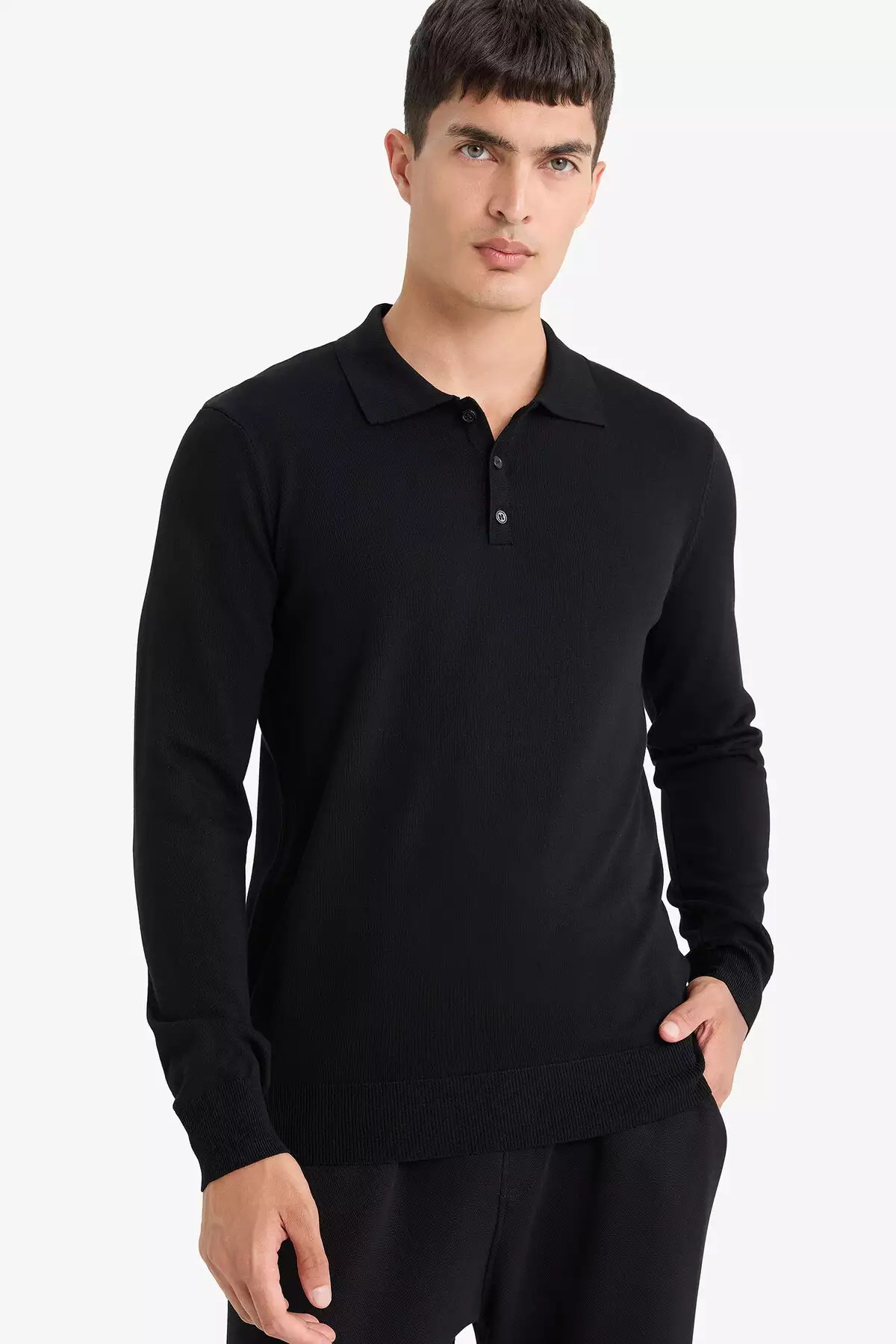 پولوشرت یقه دار با برش استاندارد و بافت نرم، کاپشن بافت پریمیوم D0454AX24AU برند Defacto - 852895142