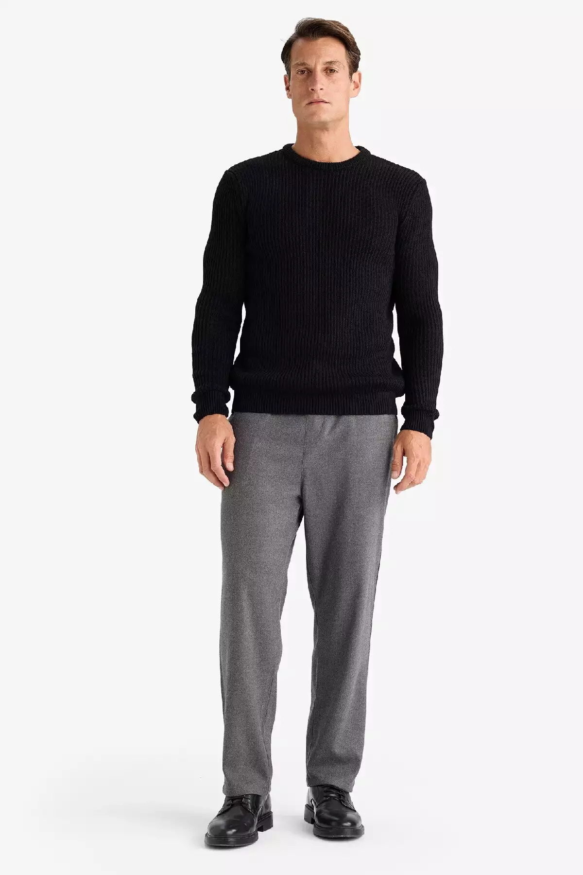 ژاکت بافتنی راه راه یقه گرد استاندارد فیت C8814AX24WN برند Defacto - 887805246