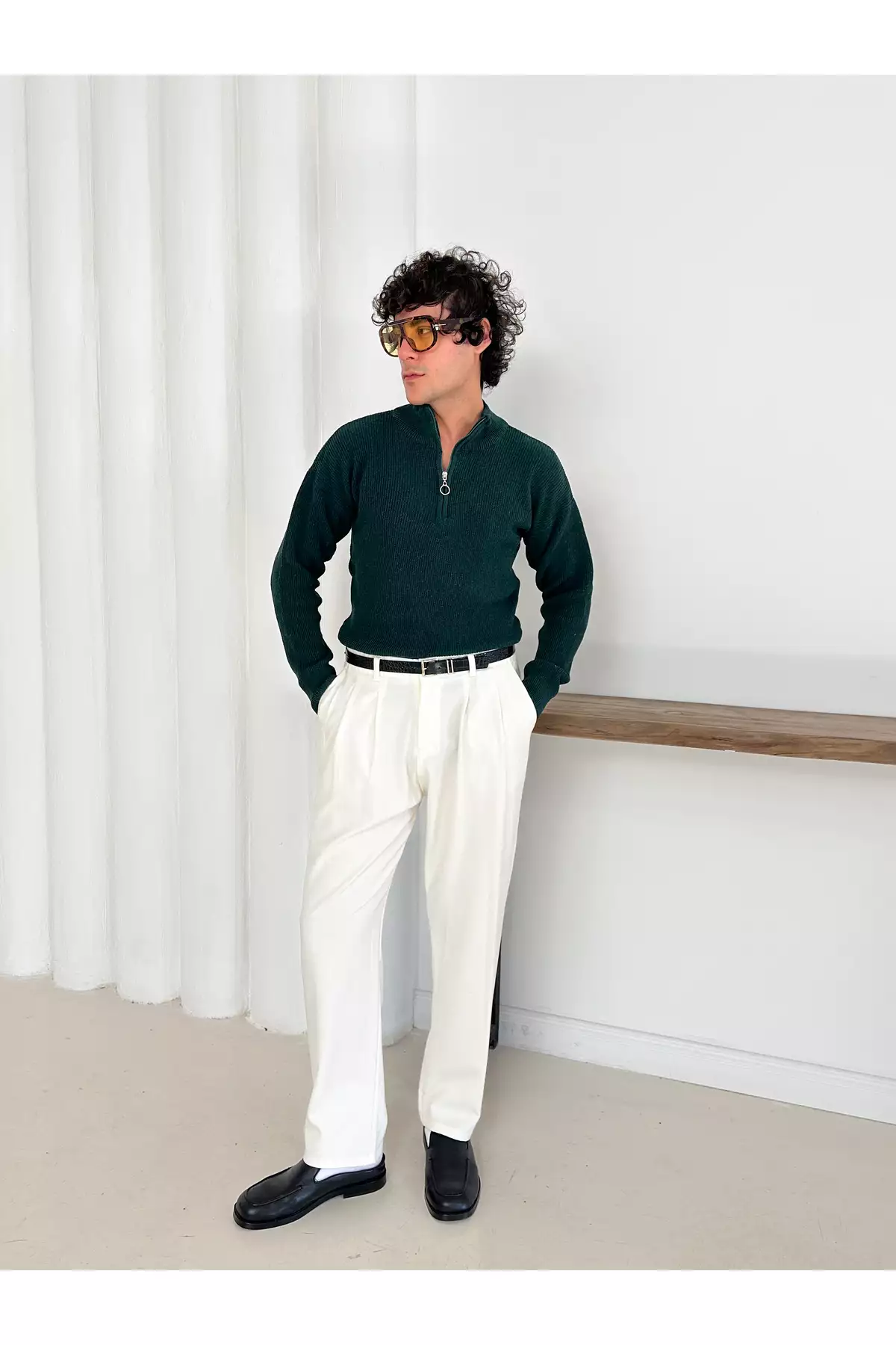 پولوشirt مردانه سه تکه با زیپ نیمه و بافت دندانهای برند Gameyal - 992305310