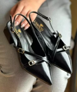 کفش مری جین پاشنه کوتاه نوک تیز با پشت باز برند İncimoda - 829747032