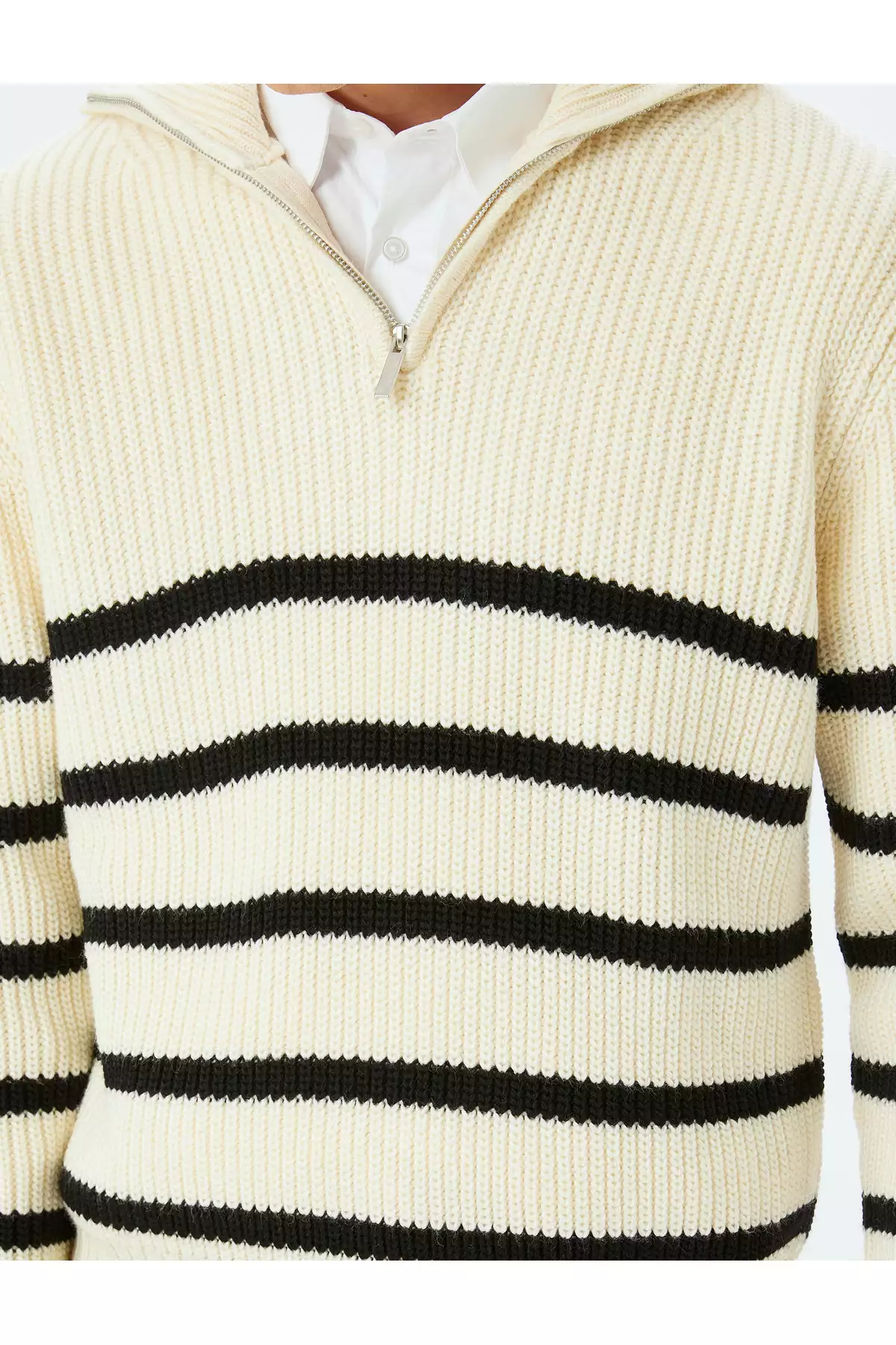 پلیور بافت خط دار با زیپ نیمه باز برند Koton - 872468224