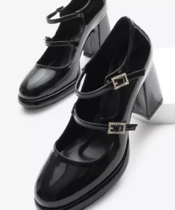 کفش پاشنه بلند زنانه با دو بند و کفی نئولیت مشکی برند Tonny Black - 896232126