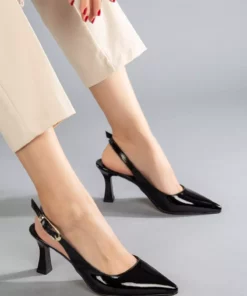 کفش پاشنهبلند مشکی زنانه با رویه براق برند camaiore - 887076690