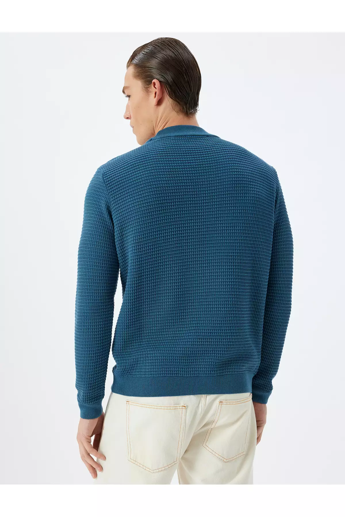 تیشرت بافت دار یقه گرد ساده از ترکیب پنبه برند Koton - 888072902