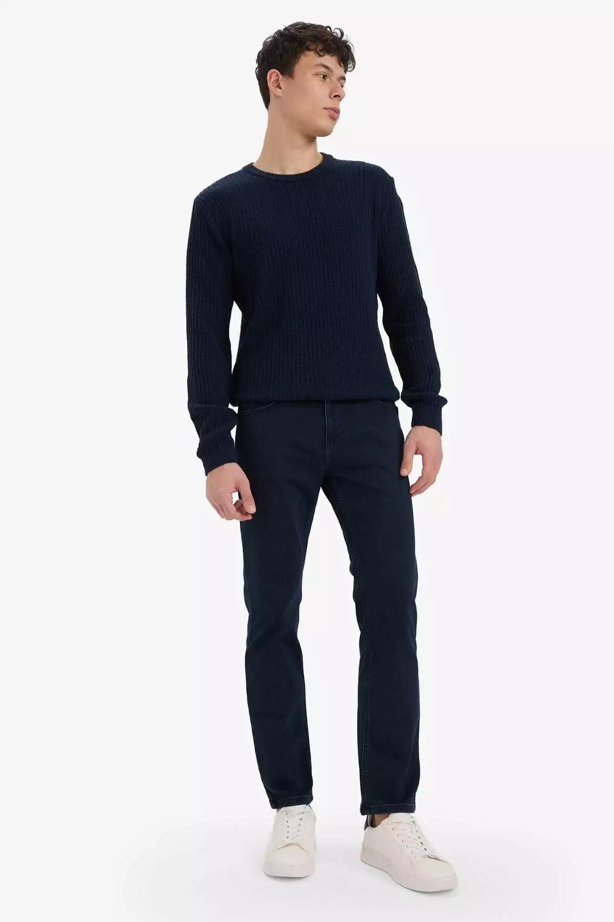 کاپشن بافتنی ساده با یقه گرد استاندارد Fit E0811AX25WN برند Defacto - 1014175920