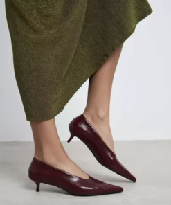 کفش پاشنه‌دار زنانه با نوک تیز و پاشنه کوتاه با بافت راشل از برند بریس بوردو برند NİŞANTAŞI SHOES - 1009027047