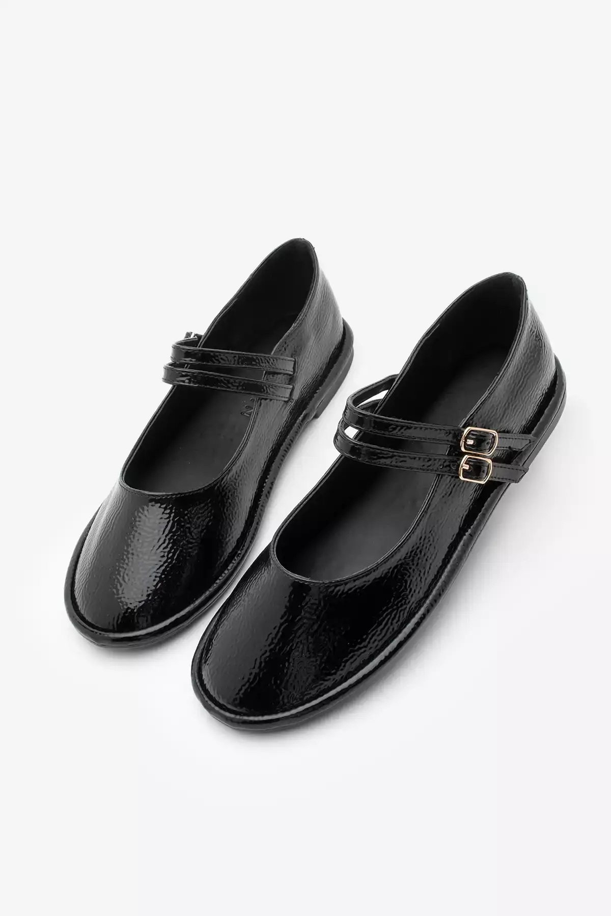 کفش بچه گانه زنانه با بند دوگانه و قفل لاریزن مشکی براق برند Marjin - 929153892