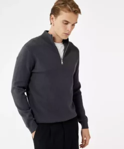 ژاکت بافتنی نیم زیپ از ترکیب ویسکوز با آستینهای بلند برند Koton - 977585223