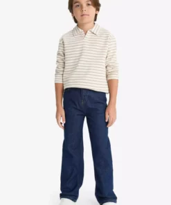 پولوشرت یقه دار راه راه آستین بلند پسرانه مدل G1812A825AU برند Defacto - 990917365