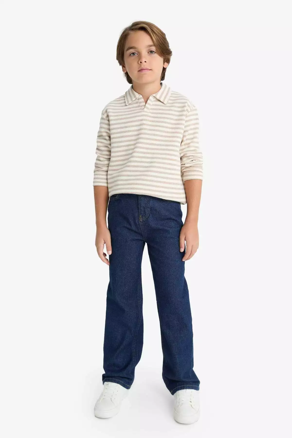 پولوشرت یقه دار راه راه آستین بلند پسرانه مدل G1812A825AU برند Defacto - 990917365