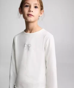 تیشرت پنبهای سنگدار استراس برند MANGO Kids - 873369078