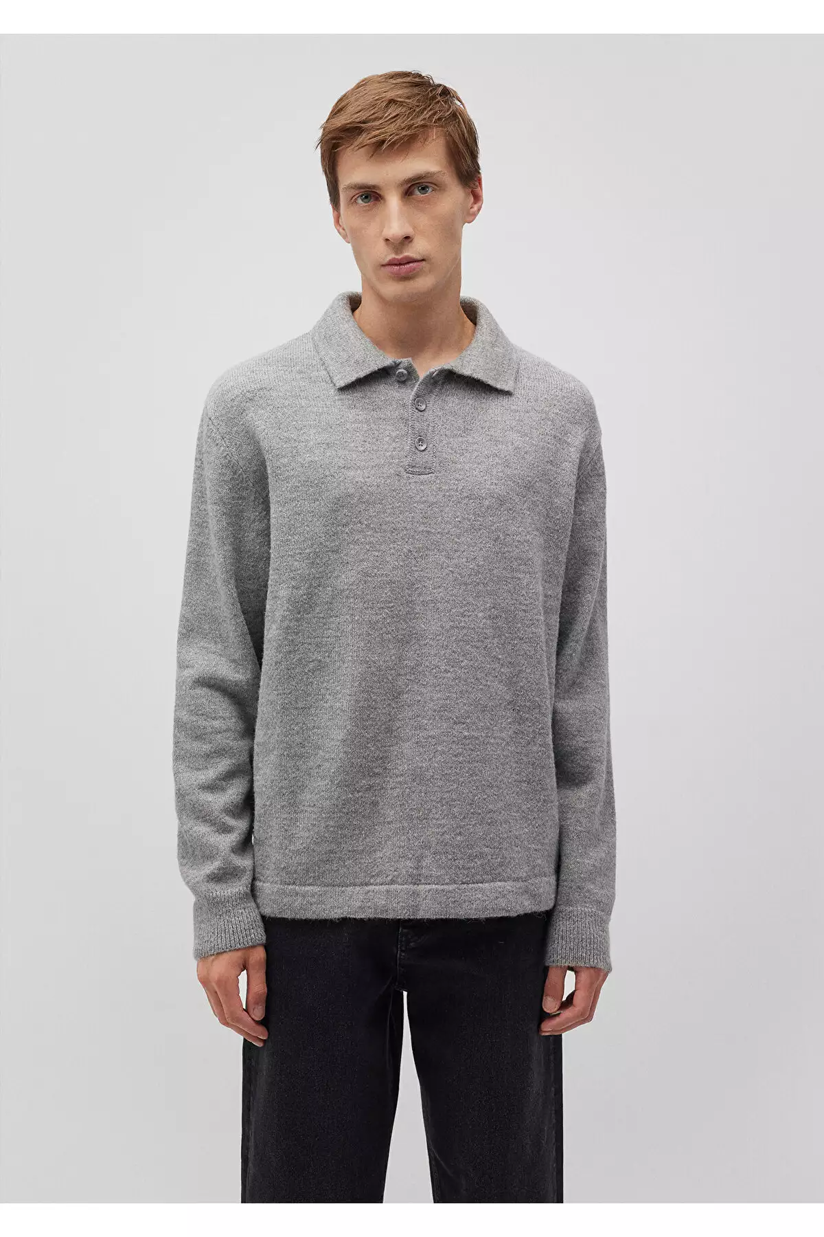 ژاکت خاکستری یقه polo با برش آزاد / برش راحت 0710232-80018 برند Mavi - 869800331