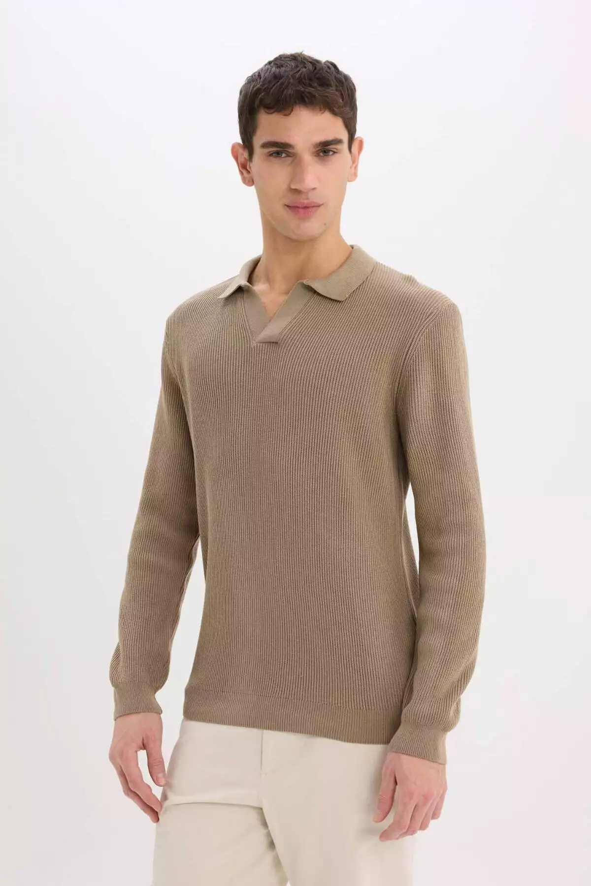 پولوشرت یقه دار بافت استاندارد E6752AX24WN برند Defacto - 891634013