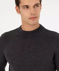 ژاکت بافتنی مردانه فیت اسلیم یقه نیمه بالای ماهی آنترسیت ملانژ مدل 50298201-VR081 برند U.S. Polo Assn. - 869199528