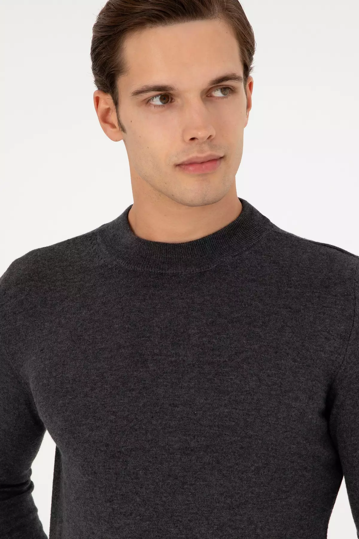 ژاکت بافتنی مردانه فیت اسلیم یقه نیمه بالای ماهی آنترسیت ملانژ مدل 50298201-VR081 برند U.S. Polo Assn. - 869199528