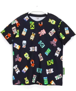 تیشرت بچگانه مشکی شخصیت Minecraft با طراحی ۳۶۰ درجه برند Minecraft - 104990851