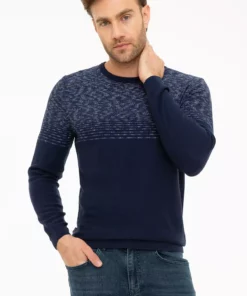 پلیور مردانه آبی تیره با فرم اسلیم فیت مدل G021GL0TK.000.875994 برند Pierre Cardin - 32277505