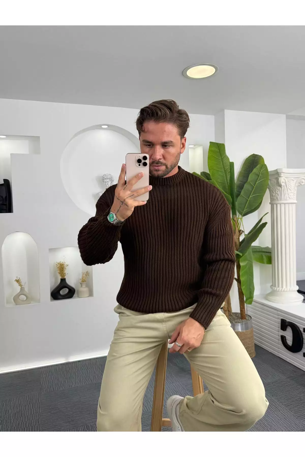 کت کش با یقه گرد آقای بزرگ سایز برند UTTBASİC - 989542666