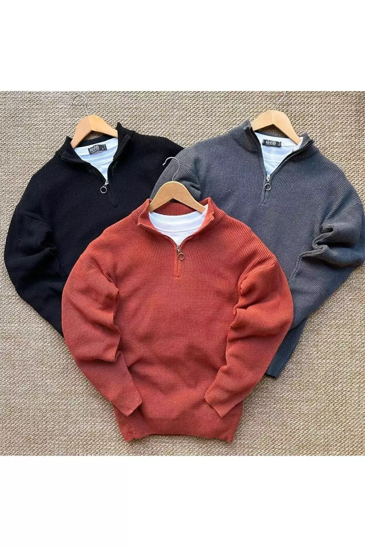 3 عدد ژاکت بافت نیمه زیپ از نوع سلنیک برند Genel Markalar - 850070208