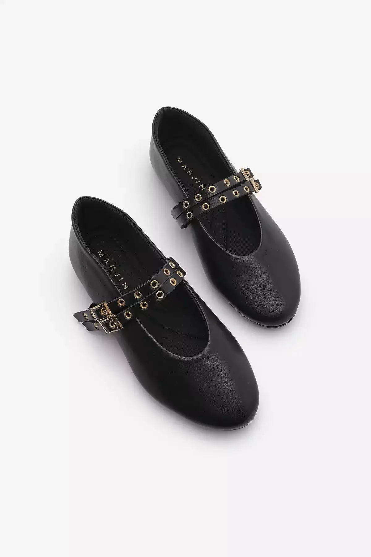 کفش بپوش زنانه با بند دوگانه و زینتی، مدل روزمره، رنگ مشکی برند Marjin - 859939669