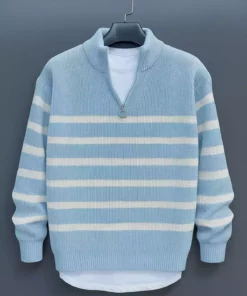 کرم یقه‌دار تراشیده با خط‌های راه‌راه برند Genel Markalar - 990677899