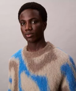 بلوز آستین کوتاه بافت آلباکا LS PATTERN برند Calvin Klein - 995705005