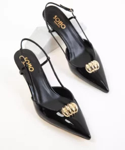 کفش پاشنه‌دار کلاسیک زنانه چرم مشکی برند SOHO - 942394587